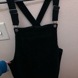 Black Corduroy Overall Dress